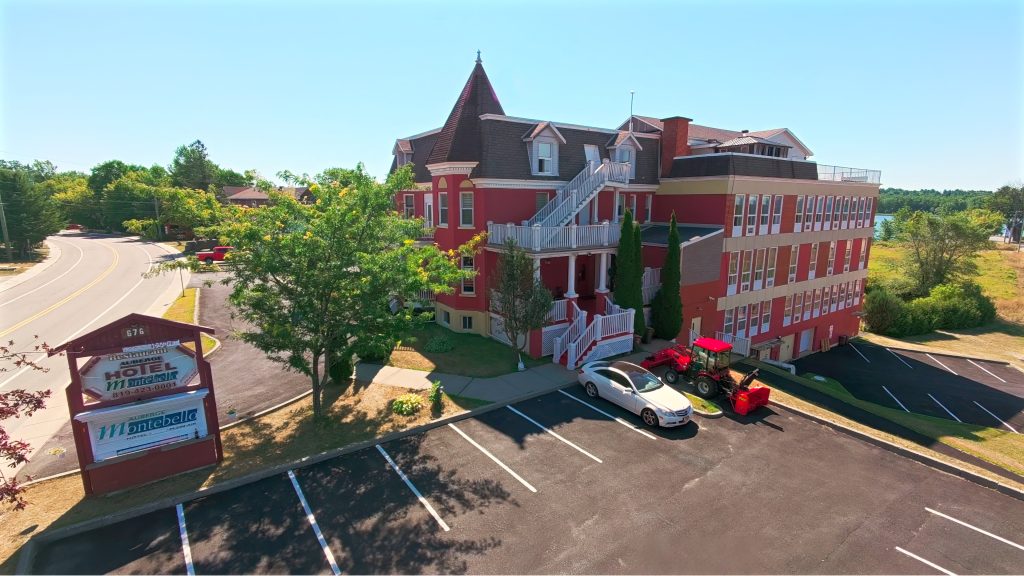 Northern drone view of the Auberge Montebello Hotel.